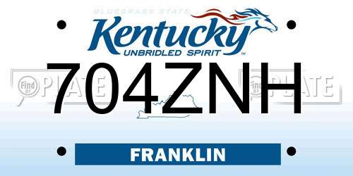704ZNH Kentucky License Plate
