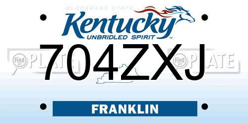 704ZXJ Kentucky License Plate