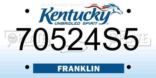 70524S5 Kentucky License Plate