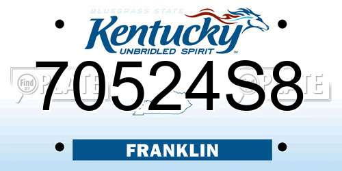 70524S8 Kentucky License Plate