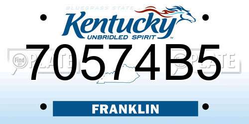 70574B5 Kentucky License Plate