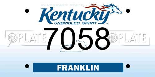 7058 Kentucky License Plate
