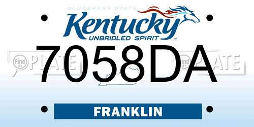 7058DA Kentucky License Plate