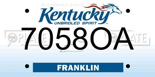 7058OA Kentucky License Plate