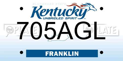 705AGL Kentucky License Plate