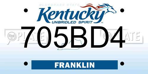 705BD4 Kentucky License Plate