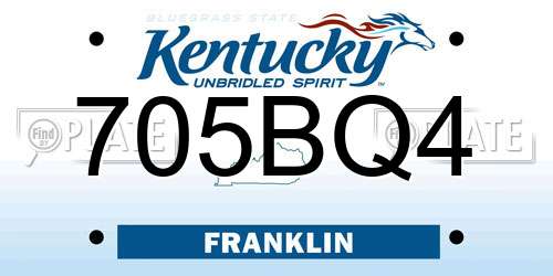705BQ4 Kentucky License Plate