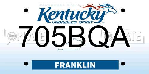 705BQA Kentucky License Plate