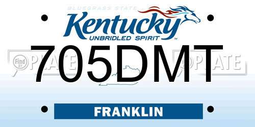705DMT Kentucky License Plate
