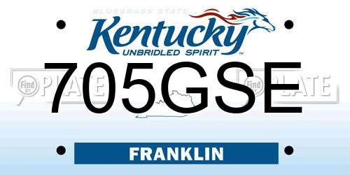 705GSE Kentucky License Plate