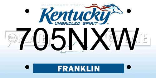 705NXW Kentucky License Plate
