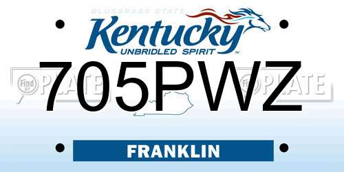 705PWZ Kentucky License Plate
