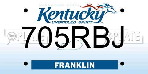 705RBJ Kentucky License Plate