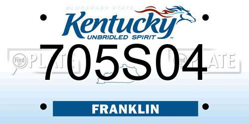 705S04 Kentucky License Plate