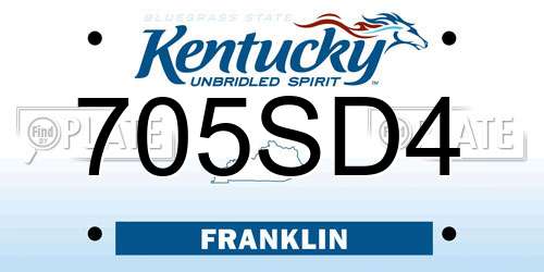 705SD4 Kentucky License Plate