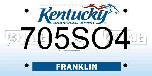 705SO4 Kentucky License Plate