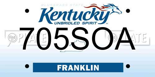 705SOA Kentucky License Plate