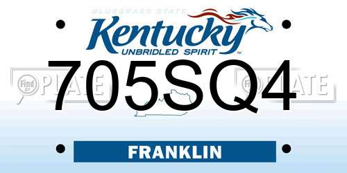 705SQ4 Kentucky License Plate
