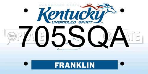 705SQA Kentucky License Plate