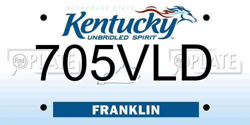 705VLD Kentucky License Plate