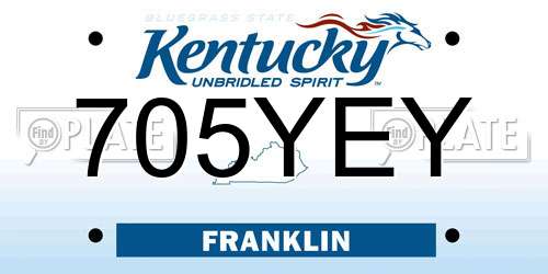 705YEY Kentucky License Plate