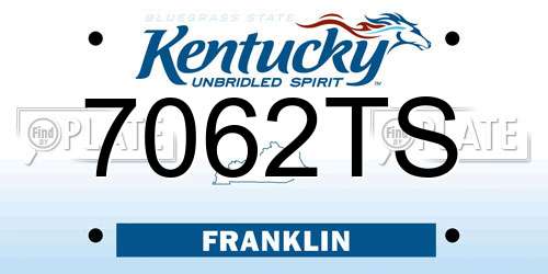 7062TS Kentucky License Plate
