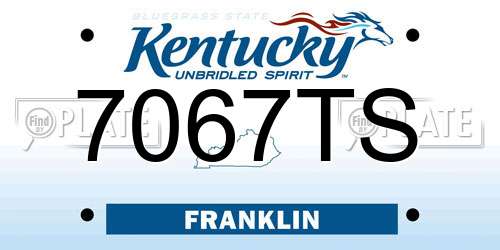 7067TS Kentucky License Plate