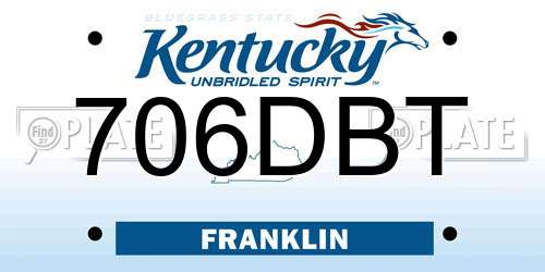 706DBT Kentucky License Plate