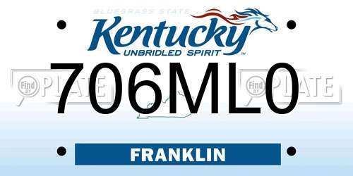 706ML0 Kentucky License Plate