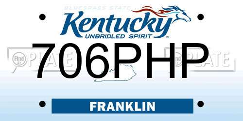 706PHP Kentucky License Plate