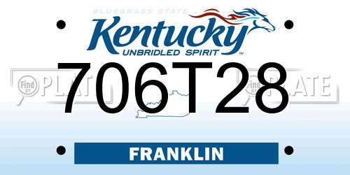 706T28 Kentucky License Plate