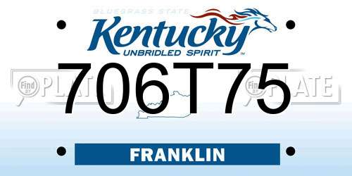 706T75 Kentucky License Plate