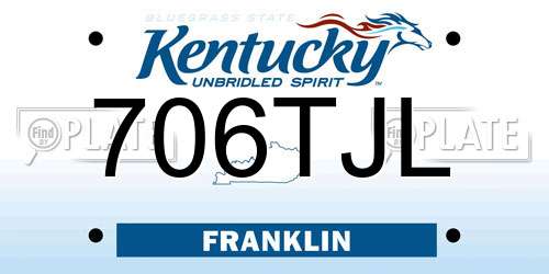 706TJL Kentucky License Plate