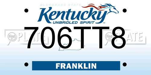 706TT8 Kentucky License Plate