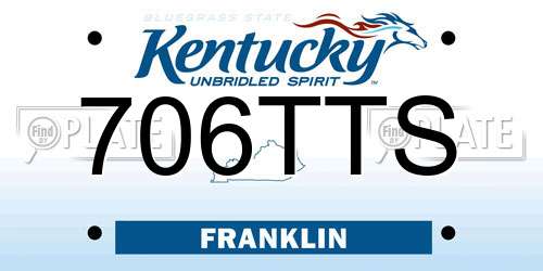 706TTS Kentucky License Plate