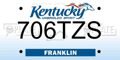 706TZS Kentucky License Plate