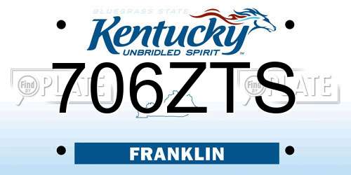 706ZTS Kentucky License Plate