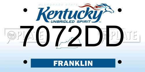 7072DD Kentucky License Plate