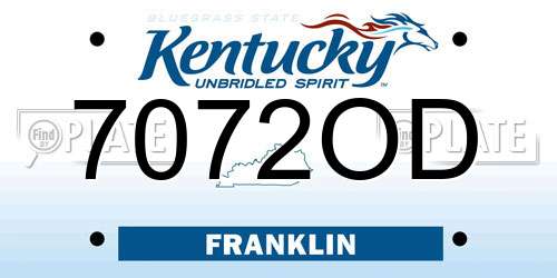 7072OD Kentucky License Plate