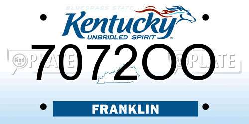 7072OO Kentucky License Plate
