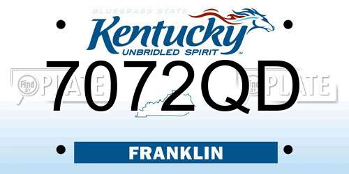 7072QD Kentucky License Plate