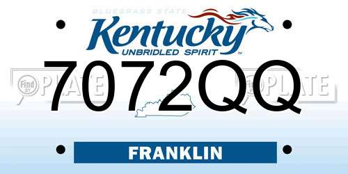 7072QQ Kentucky License Plate