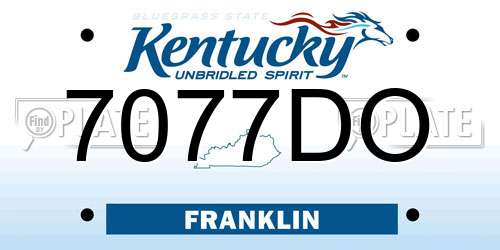 7077DO Kentucky License Plate