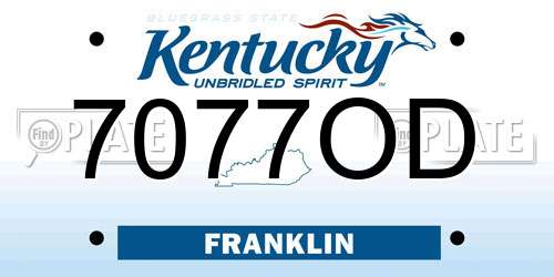 7077OD Kentucky License Plate