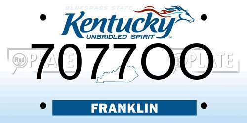 7077OO Kentucky License Plate