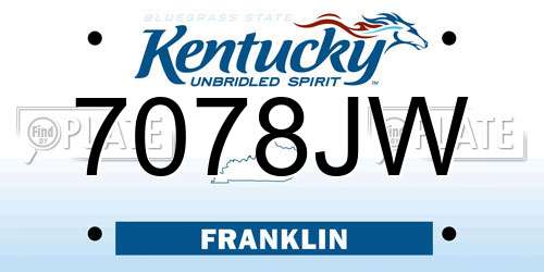 7078JW Kentucky License Plate