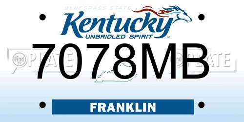 7078MB Kentucky License Plate