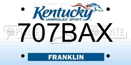 707BAX Kentucky License Plate