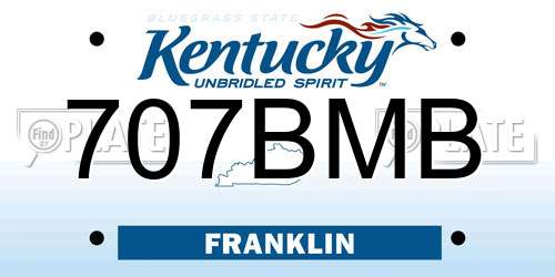 707BMB Kentucky License Plate