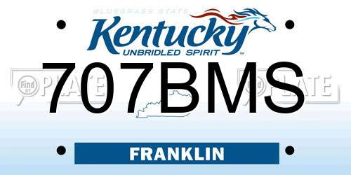 707BMS Kentucky License Plate